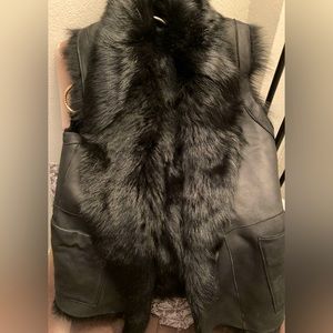 Vince Leather Fur Vest